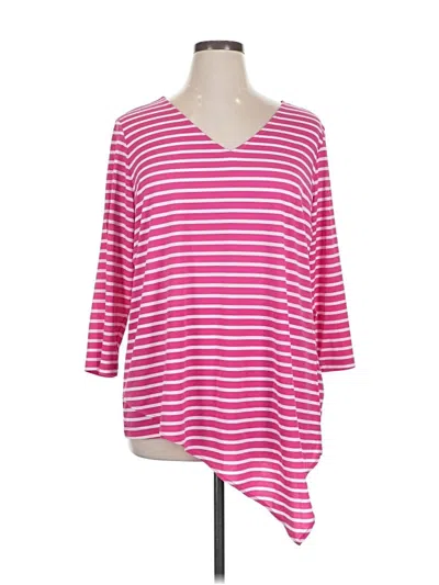 Pre-owned Susan Graver 3/4 Sleeve T-shirt In Pink