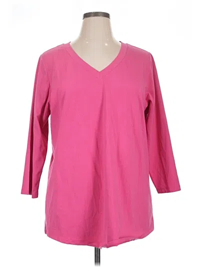 Pre-owned Susan Graver 3/4 Sleeve T-shirt In Pink
