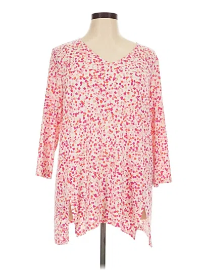 Pre-owned Susan Graver 3/4 Sleeve T-shirt In Pink