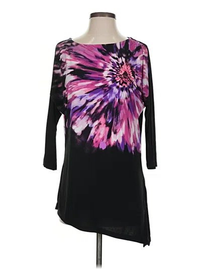 Pre-owned Susan Graver 3/4 Sleeve T-shirt In Purple