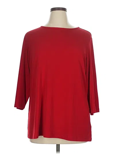 Pre-owned Susan Graver 3/4 Sleeve T-shirt In Red