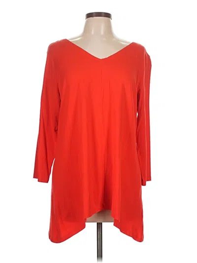 Pre-owned Susan Graver 3/4 Sleeve T-shirt In Red