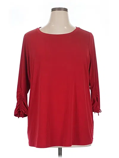 Pre-owned Susan Graver 3/4 Sleeve T-shirt In Red
