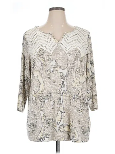 Pre-owned Susan Graver 3/4 Sleeve T-shirt In Silver