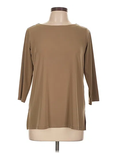 Pre-owned Susan Graver 3/4 Sleeve T-shirt In Tan