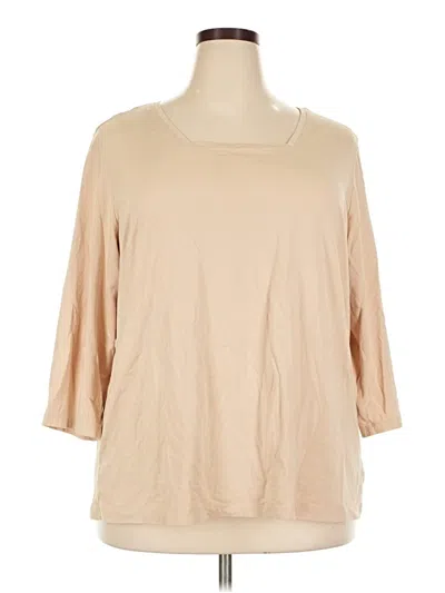 Pre-owned Susan Graver 3/4 Sleeve T-shirt In Tan