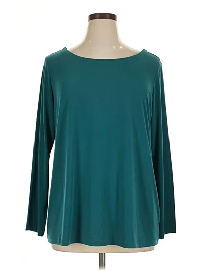 Pre-owned Susan Graver 3/4 Sleeve T-shirt In Teal