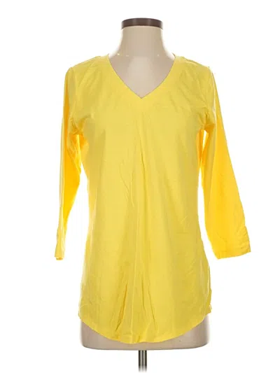 Pre-owned Susan Graver 3/4 Sleeve T-shirt In Yellow