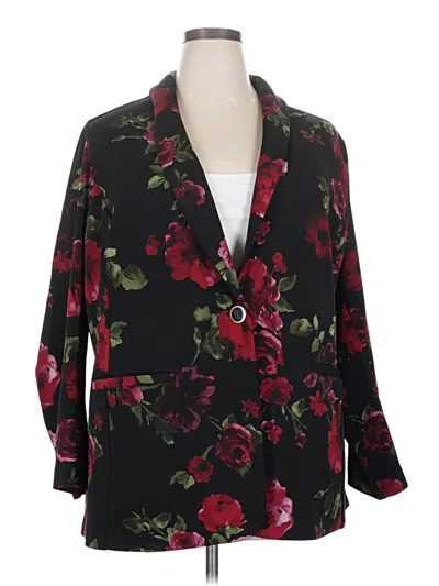 Pre-owned Susan Graver Blazer Jacket In Burgundy