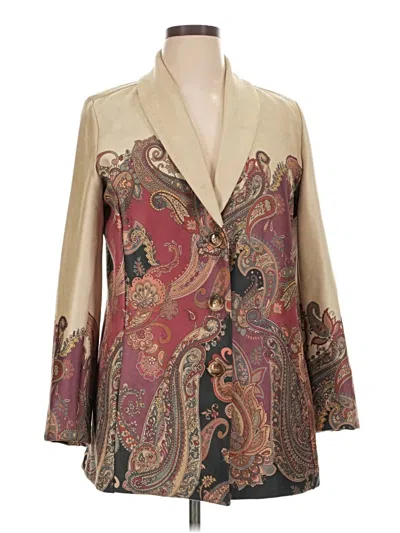 Pre-owned Susan Graver Blazer Jacket In Gold