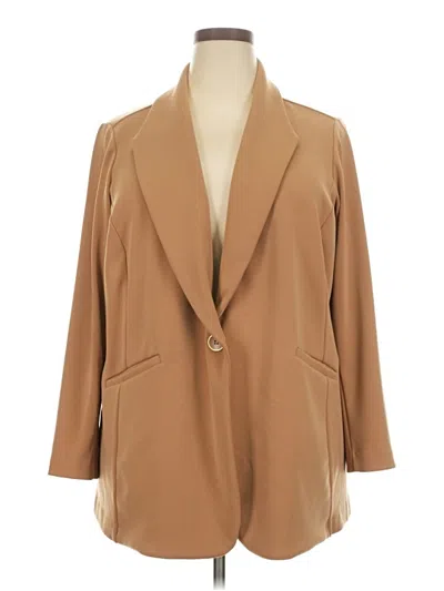 Pre-owned Susan Graver Blazer Jacket In Tan
