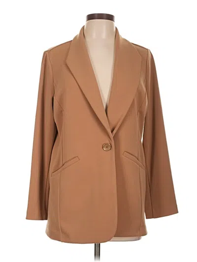 Pre-owned Susan Graver Blazer Jacket In Tan
