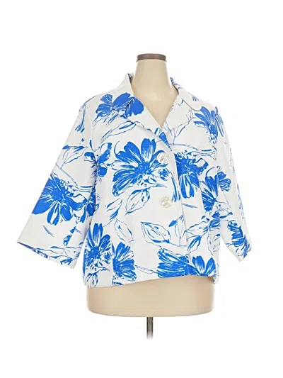 Pre-owned Susan Graver Blazer Jacket In White