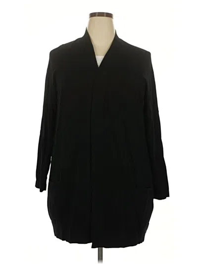Pre-owned Susan Graver Cardigan Sweater In Black