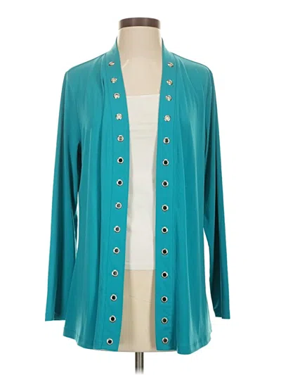 Pre-owned Susan Graver Cardigan Sweater In Blue