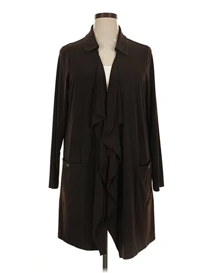 Pre-owned Susan Graver Cardigan Sweater In Brown
