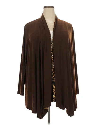 Pre-owned Susan Graver Cardigan Sweater In Brown