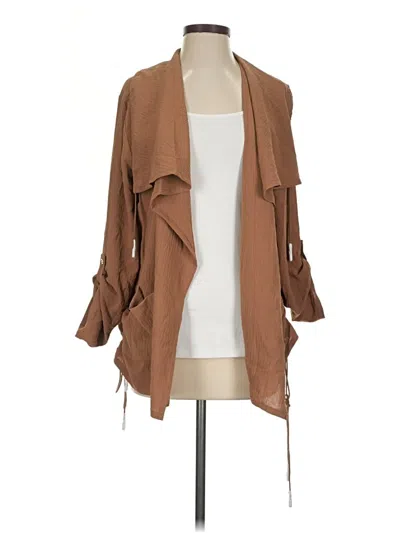 Pre-owned Susan Graver Cardigan Sweater In Brown