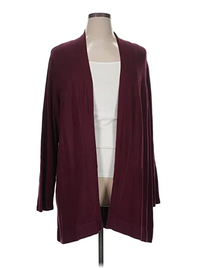 Pre-owned Susan Graver Cardigan Sweater In Burgundy