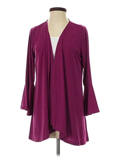 Pre-owned Susan Graver Cardigan Sweater In Burgundy