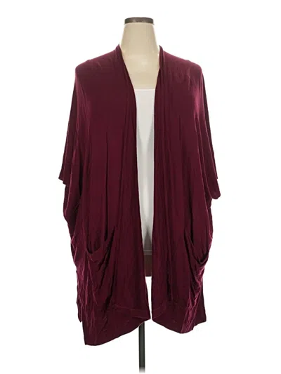 Pre-owned Susan Graver Cardigan Sweater In Burgundy