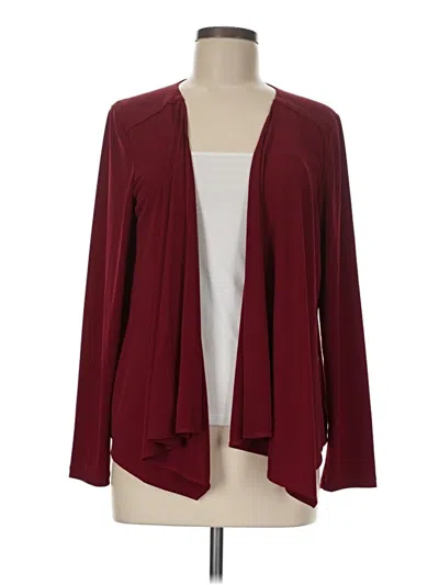 Pre-owned Susan Graver Cardigan Sweater In Burgundy