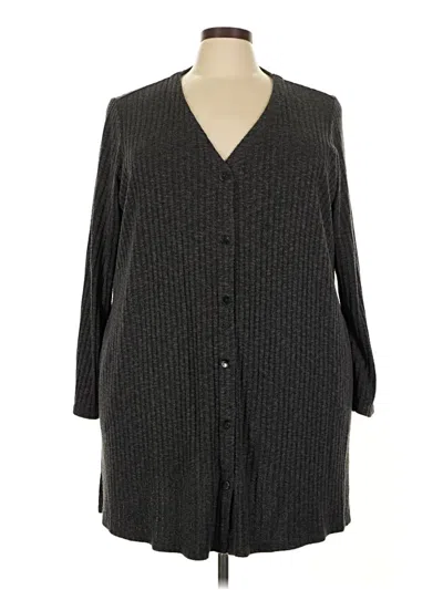Pre-owned Susan Graver Cardigan Sweater In Gray