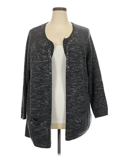Pre-owned Susan Graver Cardigan Sweater In Gray