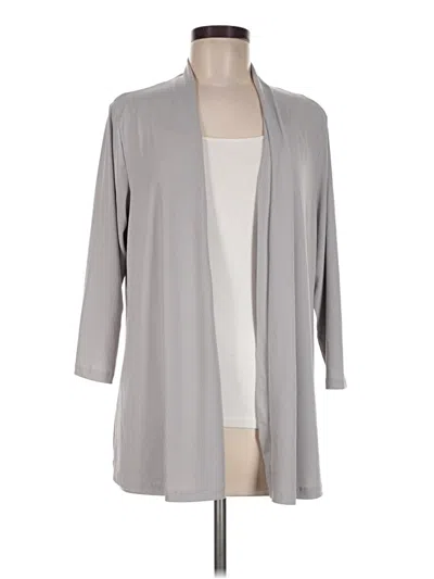 Pre-owned Susan Graver Cardigan Sweater In Gray