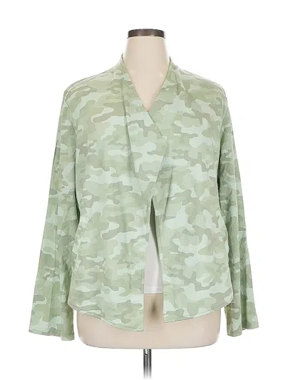 Pre-owned Susan Graver Cardigan Sweater In Green