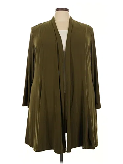Pre-owned Susan Graver Cardigan Sweater In Green