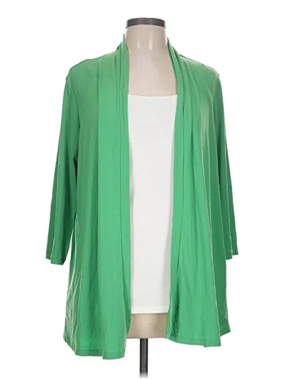 Pre-owned Susan Graver Cardigan Sweater In Green