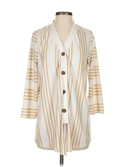 Pre-owned Susan Graver Cardigan Sweater In Ivory