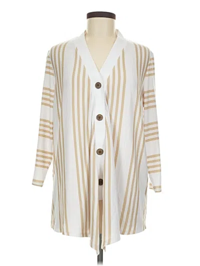 Pre-owned Susan Graver Cardigan Sweater In Ivory