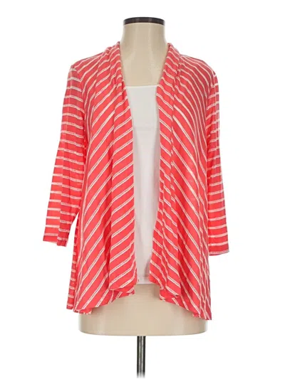 Pre-owned Susan Graver Cardigan Sweater In Red