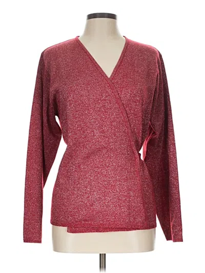 Pre-owned Susan Graver Cardigan Sweater In Red