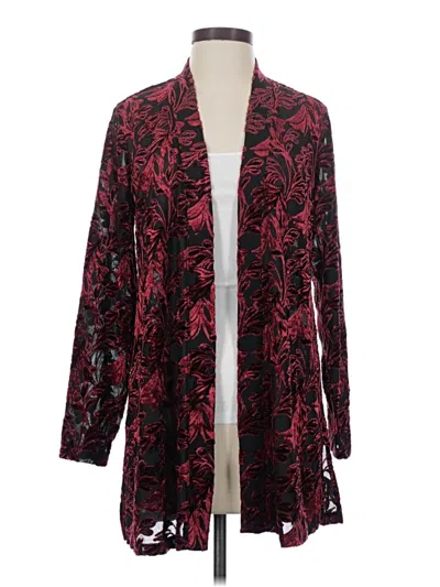 Pre-owned Susan Graver Cardigan Sweater In Red