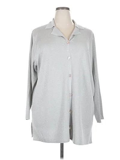Pre-owned Susan Graver Cardigan Sweater In Silver