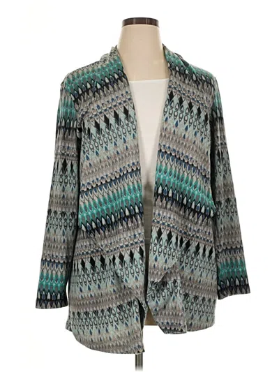 Pre-owned Susan Graver Cardigan Sweater In Teal