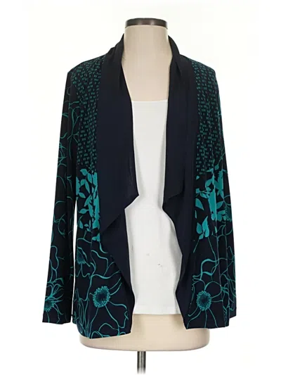 Pre-owned Susan Graver Cardigan Sweater In Teal