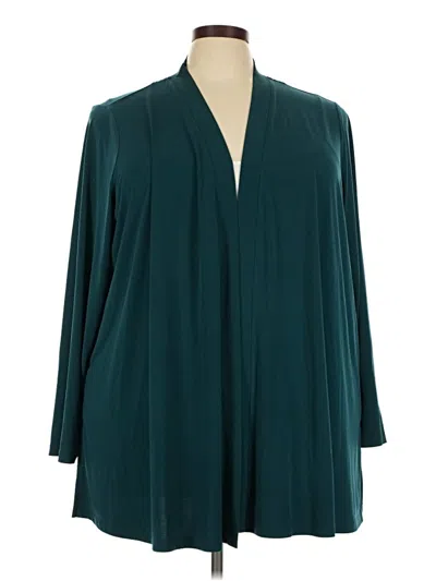 Pre-owned Susan Graver Cardigan Sweater In Teal