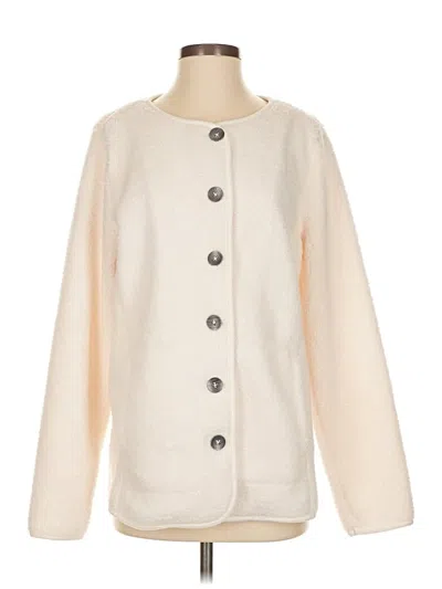 Pre-owned Susan Graver Cardigan Sweater In White