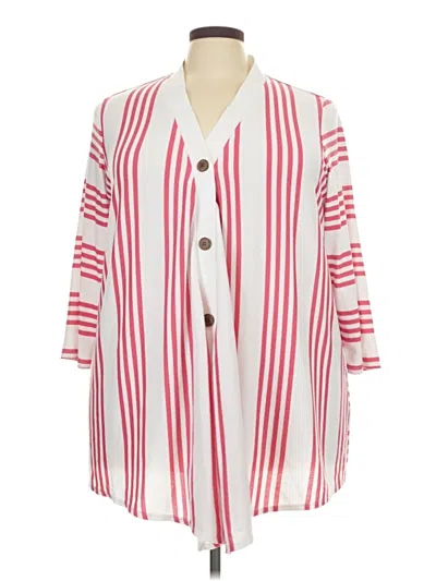 Pre-owned Susan Graver Cardigan Sweater In White