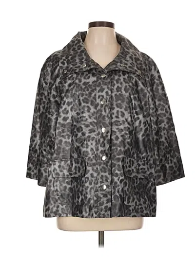 Pre-owned Susan Graver Coat In Gray