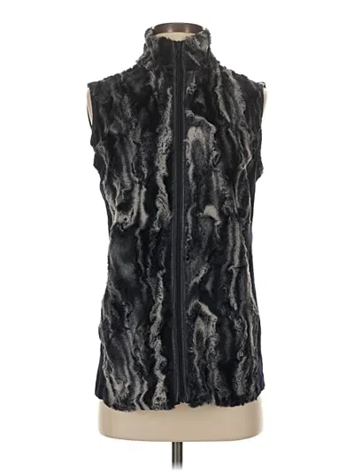 Pre-owned Susan Graver Faux Fur Vest In Black
