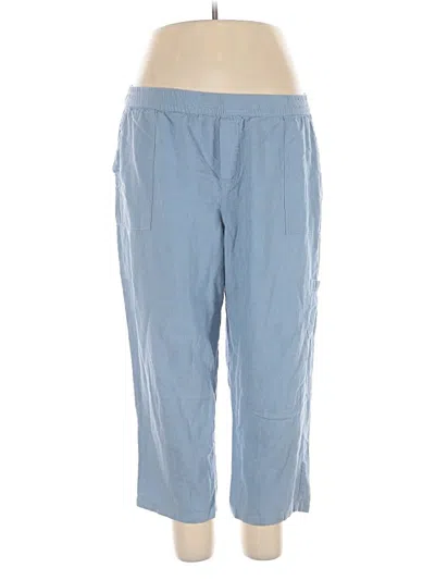 Pre-owned Susan Graver Linen Pants In Blue