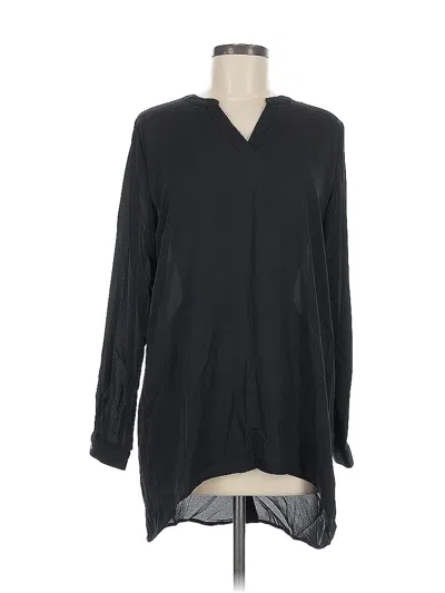 Pre-owned Susan Graver Long Sleeve Blouse In Black