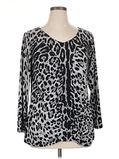 Pre-owned Susan Graver Long Sleeve Blouse In Black