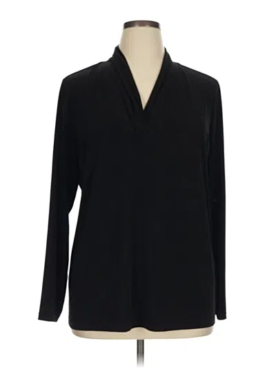 Pre-owned Susan Graver Long Sleeve Blouse In Black