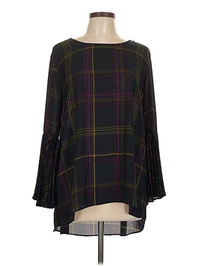 Pre-owned Susan Graver Long Sleeve Blouse In Black